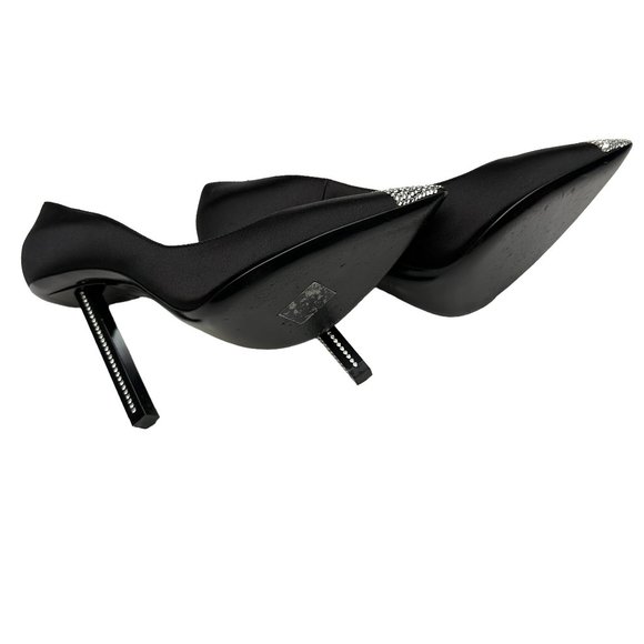 Saint Laurent Black Satin & Crystals Heels - Picture 7 of 9